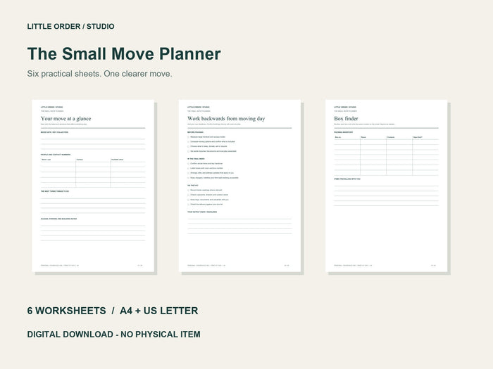 The Small Move Planner | Printable PDF Pack