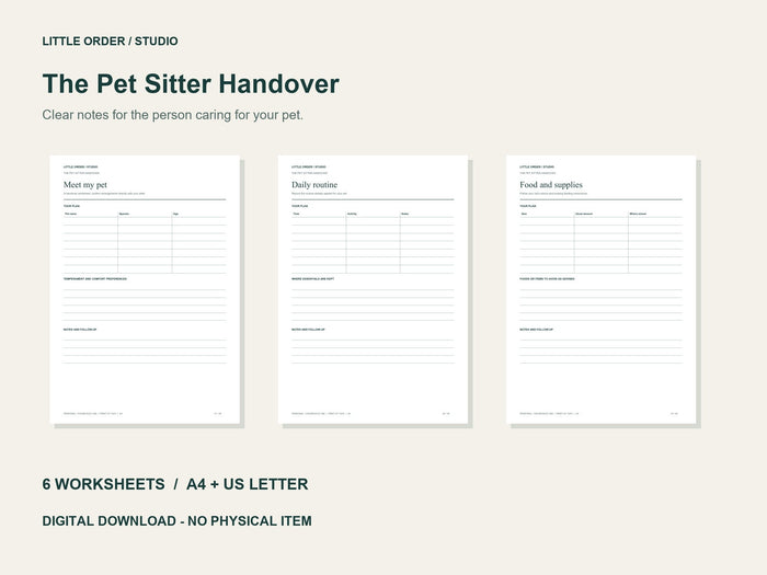 The Pet Sitter Handover | Printable PDF Pack