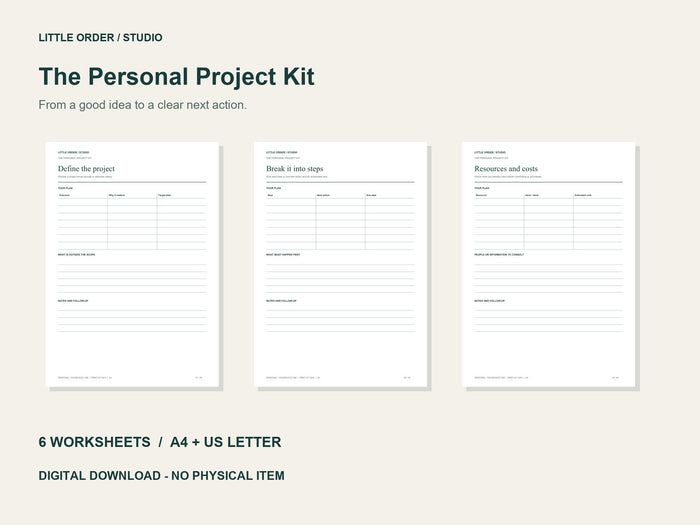 The Personal Project Kit | Printable PDF Pack