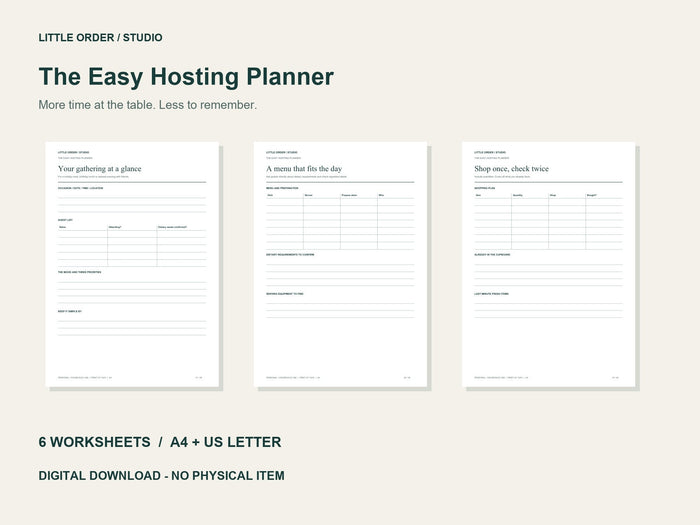 The Easy Hosting Planner | Printable PDF Pack