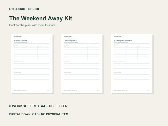 The Weekend Away Kit | Printable PDF Pack