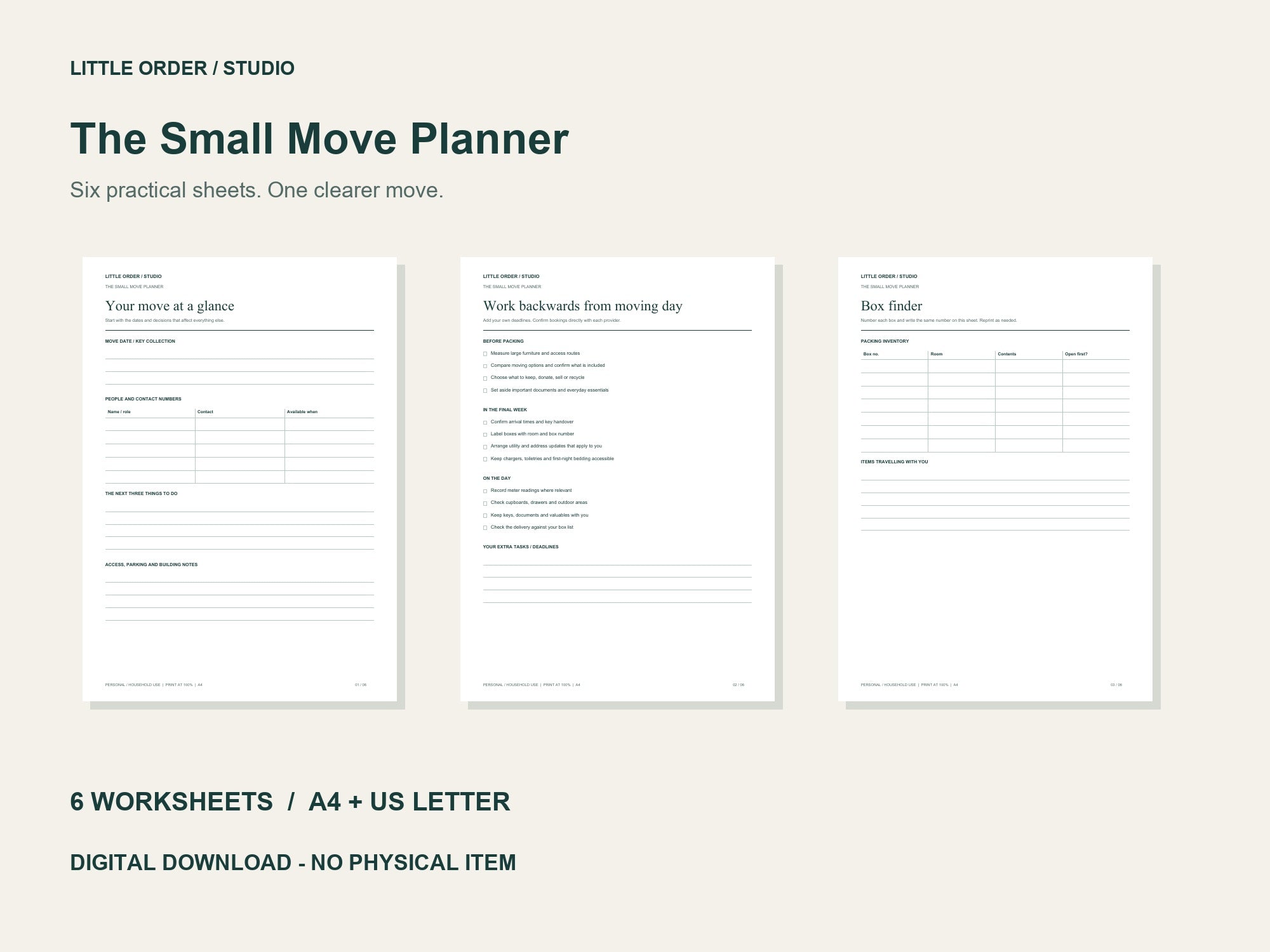 Three pages from The Small Move Planner